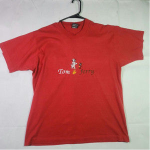 Vintage Tom and Jerry Red Embroidered Shirt Size L
